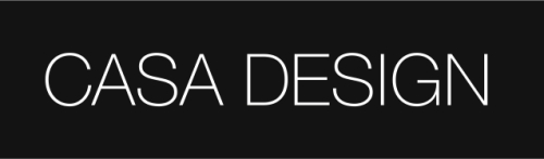 Black logo with white text for Casa Design