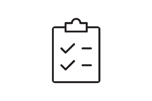 Icon of clipboard with checklist. 