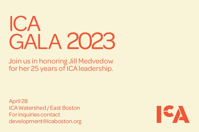 Orange text against cream background about ICA Gala 2023
