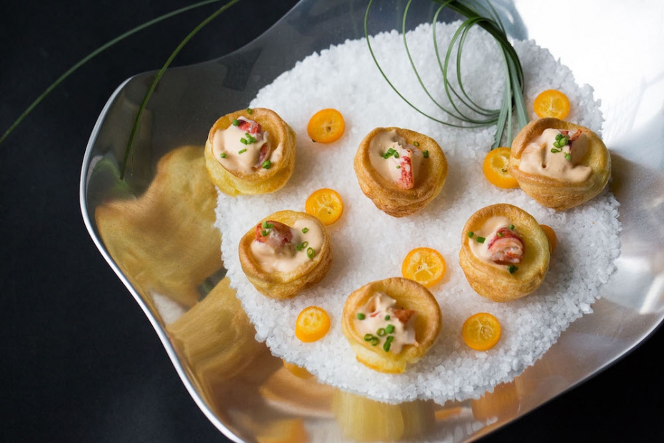 Canapes on a silver dish