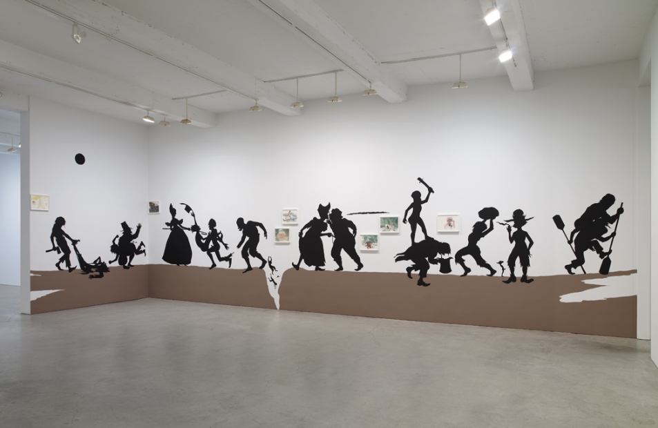 Kara Walker, The Nigger Huck Finn Pursues Happiness Beyond the Narrow Constraints of your Overdetermined Thesis on Freedom - Drawn and Quartered by Mister Kara Walkerberry, with Condolences to The Authors, 2010