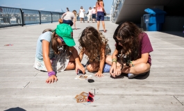 Kids making art outside
