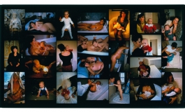 A collage of 23 color photographs depicting women in various stages of pregnancy or caring for children. 
