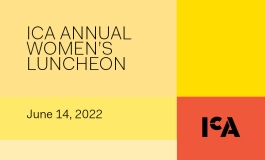Yellow and red graphic for the Women's Luncheon
