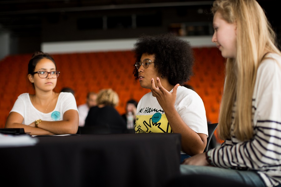 Teens talking at 2015 ICA Teen Convening workshop