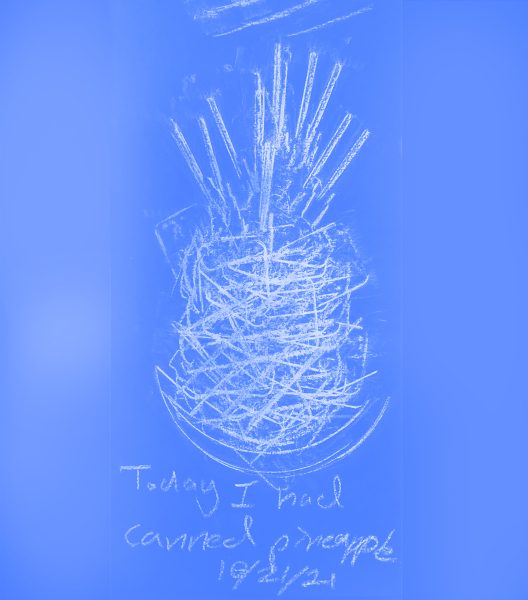 Drawing of a pineapple with 