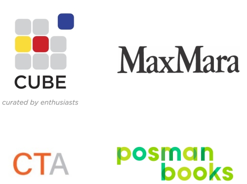 CUBE, MaxMara, CTA, Posman Books logos
