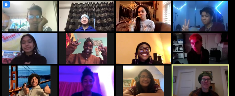 A screenshot of a Zoom meeting with ICA teens and educators