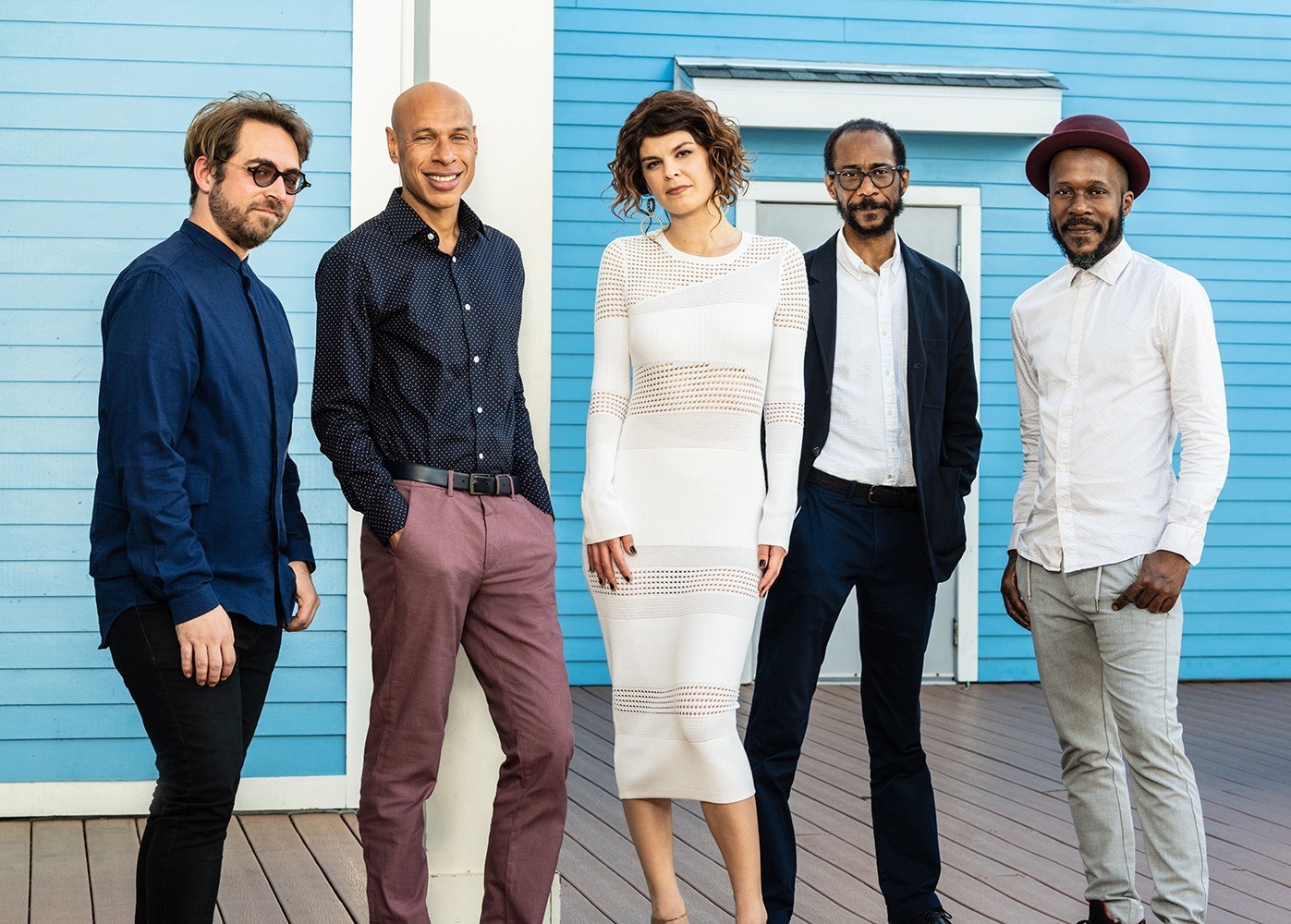 Photo of 5 people in semi-dressy clothes