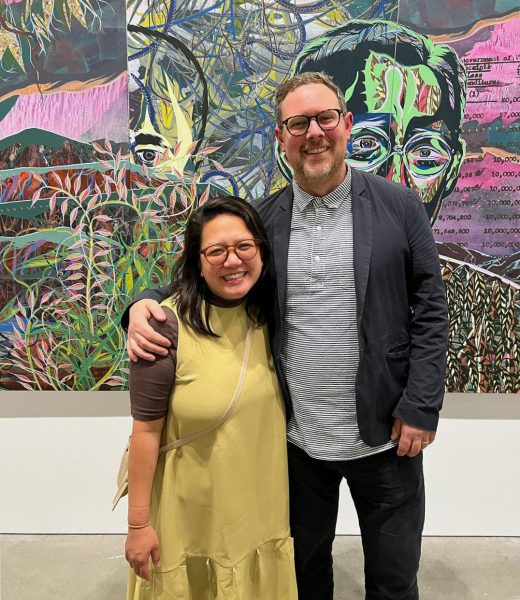 Artist Tammy Nguyen with curator Jeffrey de Blois in her exhibition