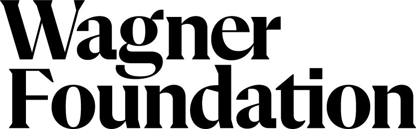 The image displays the words Wagner Foundation in large, bold, black serif font on a light gray background.