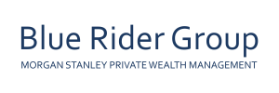 Logo for Blue Rider Group, featuring the text Blue Rider Group in large blue letters, with Morgan Stanley Private Wealth Management in smaller capital letters below.
