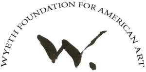 Logo for the Wyeth Foundation for American Art, featuring an arched name above a stylized, brushstroke letter W.